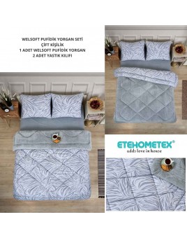 ETE HOMETEX ÇİFT KİŞİLİK LÜX WELSOFT YORGAN SETİ 195X215CM ZEBRA GRİ 8696474231950